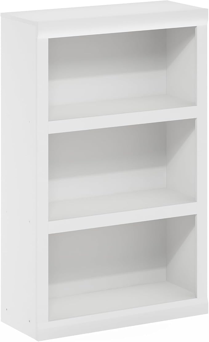 Furinno Rail Book Shelf, 3-Tier Bookshelf with Open Shelf, Bookcase with Classic Style Edges, 10 x 24.6 x 39, for Organization and Storage, for Living Room, Bedroom, Home Office, White - Image 6