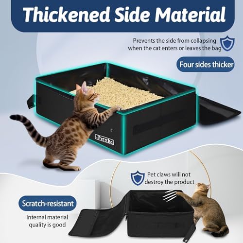 Petskd Portable Cat Travel Litter Box with Lid, Black - Image 4