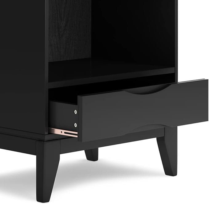 SIMPLIHOME Harper Desk and Bookcase Bundle - 60 inch Wide Solid Wood Mid Century Modern Desk with Drawers and 24 inch Wide 4-Shelf Bookcase in Black, Home Office Furniture (Set of 2) - Image 11