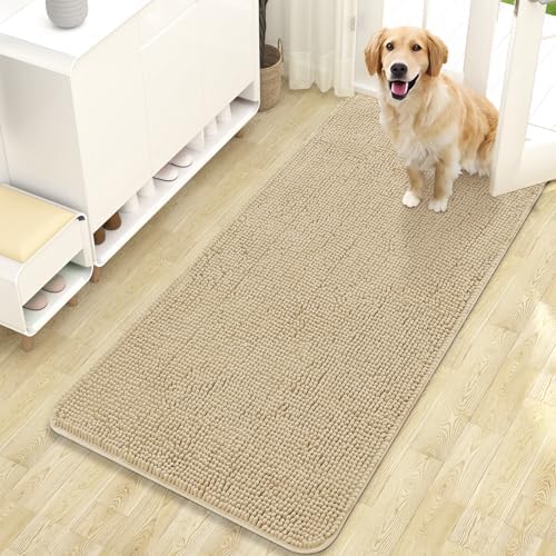 OLANLY Dog Door Mat for Muddy Paws 47x24, Super Absorbent Chenille Mud Mat by OLANLY