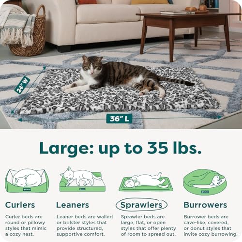 Furhaven ThermaNAP Self-Warming Cat Bed for Indoor Cats & Large/Medium Dogs, Washable & Reflects Body Heat - Quilted Faux Fur Reflective Bed Mat - Snow Leopard, Large - Image 3