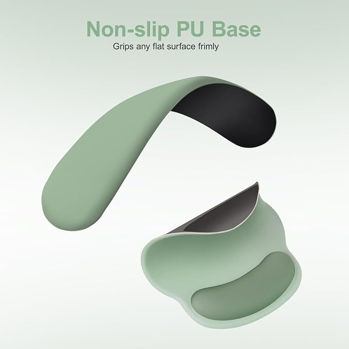 MOSISO Wrist Rest Support for Mouse Pad&Keyboard Set, Antique Green | Circle Curved Ergonomic Mousepad Non-Slip Base Home/Office Pain Relief&Easy Typing Pad with Soft Cloth&Silicone Lining - Image 5