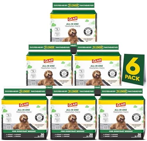 Glad for Pets XL Charcoal Training Pads for Dogs and Puppies, 30 Ct, 6-Pk by GladTrashFoodStorage