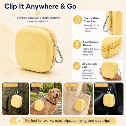 Portable Dog Bowl, Collapsible 2-in-1 Travel Dog Bowls with Carabiner Clip, Silicone Double Pet Food and Water Dish for Outdoor Camping and Hiking (Yellow) - Image 5