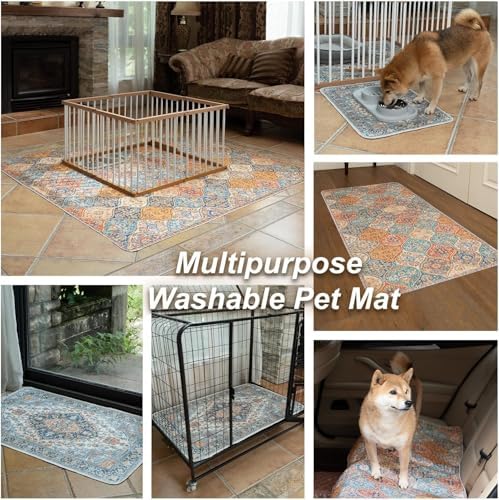 nunubaby Washable Pee Pads for Dogs, Stylish, Non-Slip and Leak-Proof Pee Pads. Reusable Potty Pads for Dogs for Crates and Floors.(Beige/Multi, 54" x54" ) - Image 6