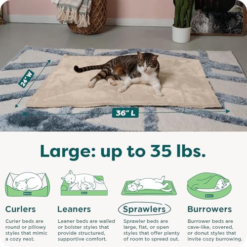 Furhaven ThermaNAP Self-Warming Cat Bed for Indoor Cats & Large/Medium Dogs, Washable & Reflects Body Heat - Quilted Faux Fur Reflective Bed Mat - Cream, Large - Image 3