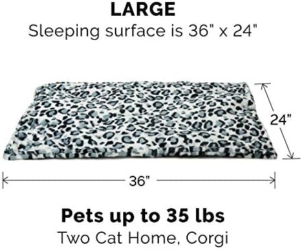Furhaven ThermaNAP Self-Warming Cat Bed for Indoor Cats & Large/Medium Dogs, Washable & Reflects Body Heat - Quilted Faux Fur Reflective Bed Mat - Snow Leopard, Large (Pack of 3) - Image 2
