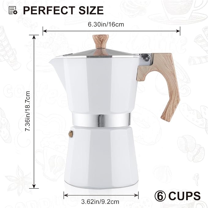 wedrink Stovetop Espresso Maker Aluminum Moka Pot 6 Cups Cuban Coffee Maker Stovetop Coffee Maker Moka Italian Espresso - Image 2