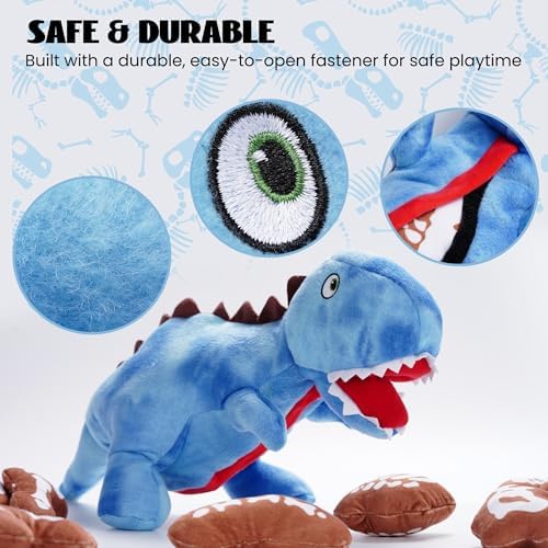 Nocciola Plush Dinosaur Dog Toys: Funny Squeaky Stuffed Dino Chew Toy for Small Medium Breed, Cognitive Enrichment Puzzle Mental Stimulation Training Pet Supplies to Keep Busy, 9 Packs - Image 5