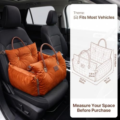Pet Car Seat with Safety Tether, Carry Handles and Non-Slip Base,Orange - Image 6