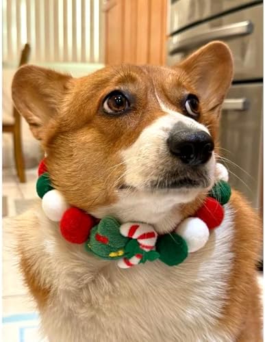 Elegant little tail Dog Christmas Costume 1PC Red Christmas Collar Soft Funny Pet Collars Headgear Adjustable Pom-Pom Headdress Cute Collar for Large Dog Pet Party Accessories Costume - Image 6