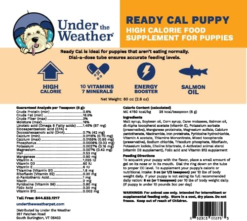 Under the Weather Pet | Ready Cal for Puppy | High Calorie Pet Nutritional Supplement for Weight Gain & Healthy Weight Maintenance | 10 Vitamins, 7 Minerals, Omega Fatty Acids & Carbohydrates | 80cc - Image 3