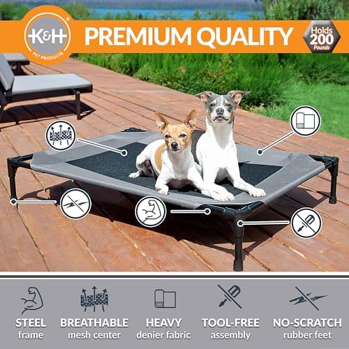 K&H Outdoor Elevated Dog Bed for Small & Medium Pets, Gray, Medium 32x25in - Image 2