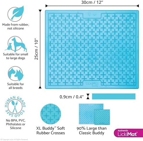 LickiMat X Large Breed Buddy Dog Lick Mat, Dog Calmer, Slow Feeder, Anxiety Reliever Alternative to Puzzle Toys, Slow Feeding Bowls. Use Peanut Butter, Wet, Raw, Mixed Food, Healthy Treats - Turquoise - Image 2