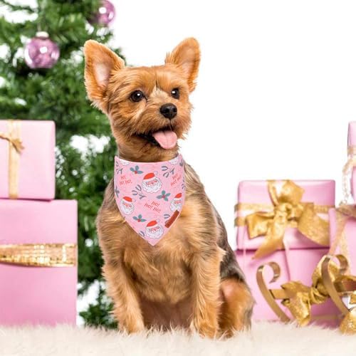 ADOGGYGO Pink Christmas Dog Bandana, Santa Xmas Tree Dog Scarf, Adjustable Fit Pink Pet Christmas Bandanas for Small Dogs Puppies (Small) - Image 2