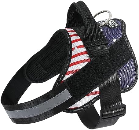 Bolux Dog Harness, No-Pull Reflective Dog Vest, Breathable Adjustable Pet Harness with Handle for Outdoor Walking - No More Pulling, Tugging or Choking (Flag, Medium) by Bolux