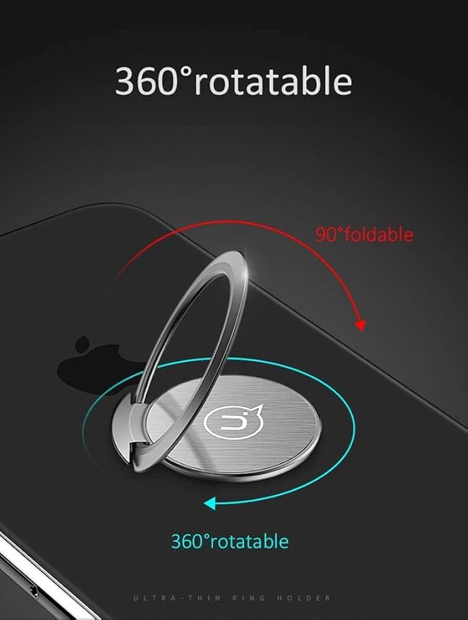 World's Slimmest Phone Ring Holder, Attom Tech Tomorotec Ultra Thin Cell Phone Ring Stand for Magnetic Car Mount Hook Compatible for iPhone Samsung Smartphone Accessories (Silver-Grey) - Image 5