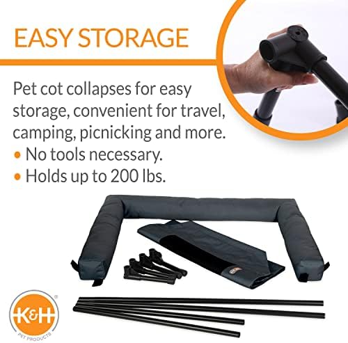 K&H Bolster Dog Cot Cooling Indoor/Outdoor Dog Bed,Charcoal Small 17" X 22" - Image 4