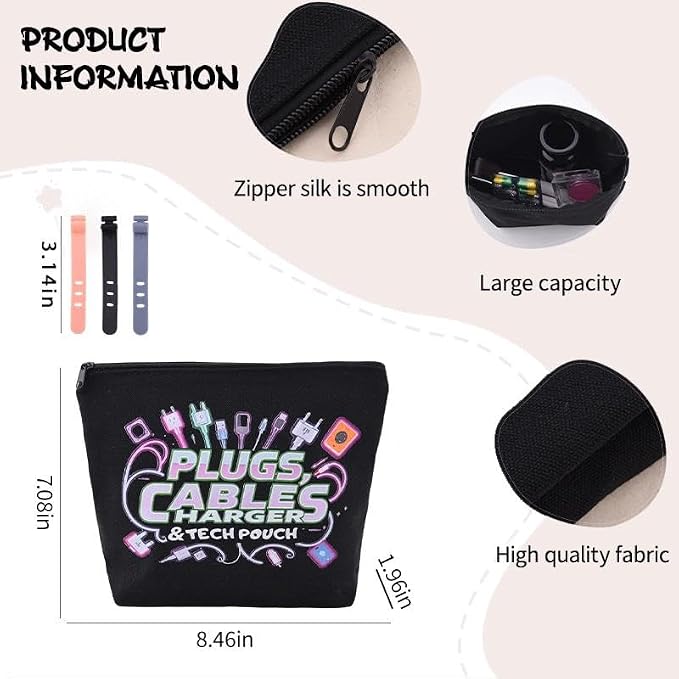 Plug Cable Charger Tech Pouch Charging Cable Organizer Travel Bag Small Usb Wire Storage Bag Earphone Case Pouch Silicone Cord Ties for Electronics Cell Phone Charger Bags for Men Women Charge Wrap - Image 2