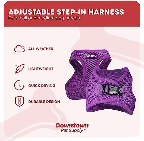 Downtown Pet Supply Step-in Dog Harness – No Pull, Adjustable Padded Mesh with Reflective Trim, Secure Buckle Strap – Comfortable & Breathable Small Dog Harness, Large, Purple - Image 3