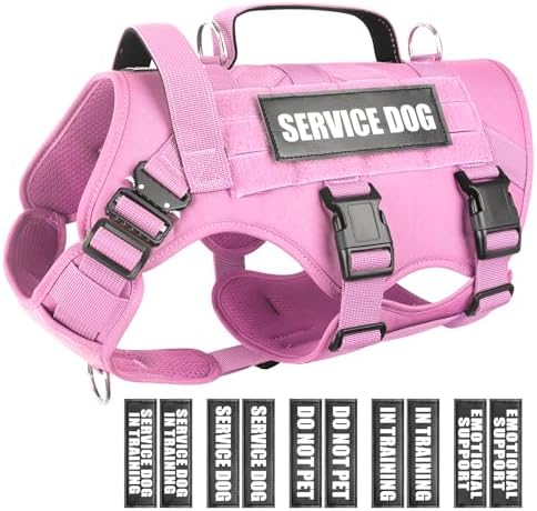 WINSEE Service Dog Vest Harness for Large Dog, Tactical Working MOLLE Vest with 10 Pet Patches, No Pull Heavy Duty Harness for Training Walking by WINSEE