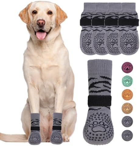 KOOLTAIL Dog Socks for Hot/Cold Pavement to Prevent Licking Paws,Dog Boots&Paw Protector for Hardwood Floors Anti Slip,Traction Control No Twist Grip Booties for Small Medium Large Senior Dogs SM by KOOLTAIL