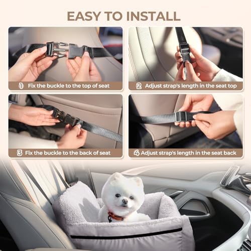 BurgeonNest Dog Car Seat for Small Dogs & Cats Under 25 lbs, Black Grey - Image 6