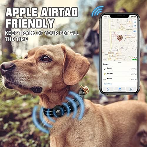Auroth Airtag Dog Collar, Adjustable Air Tag Case Holder Dog Collar for Medium Large Dogs, Airtag Dog Collar Holder with Heavy Duty D Ring Tangle Free - Image 2