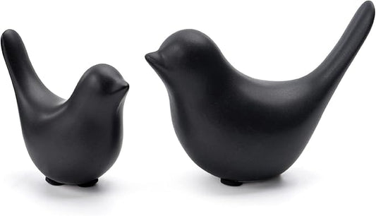 Notakia Small Birds Statues Home Decor Modern Style Decorative Ornaments for Living Room Decor, Bedroom, Office Desktop, Cabinets (Black 2Pcs Birds) by Notakia