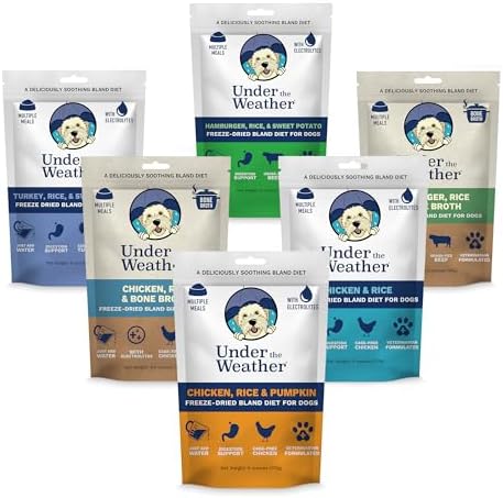 Under the Weather Bland Diet for Dogs | Easy to Digest for Sick Dogs | Always Be Ready | Contains Electrolytes - All Natural Freeze Dried 100% Human Grade Meats | 6 Pack - Multiflavor - 6oz by UndertheWeather
