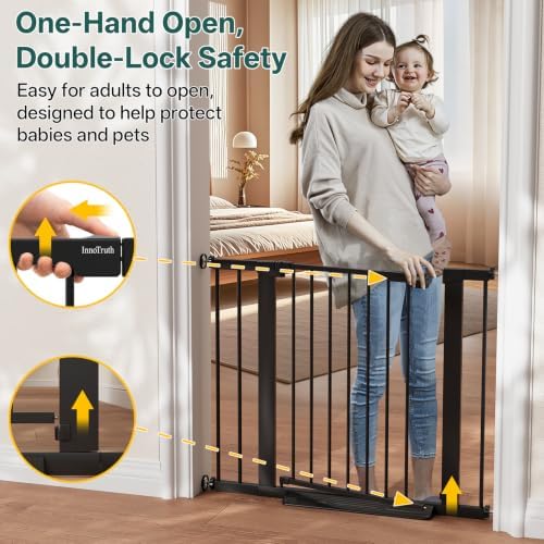 InnoTruth 27-36.6 in Wide Baby Gate for Stairs and Doorways, Black - Image 3