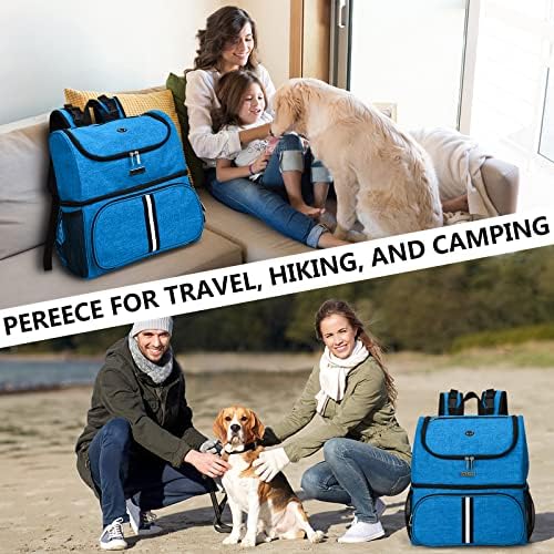 BAGLHER Pet Travel Bag, Double-Layer Pet Supplies Backpack (for All Pet Travel Supplies), Pet Travel Backpack with 2 Silicone Collapsible Bowls and 2 Food Baskets Blue - Image 7
