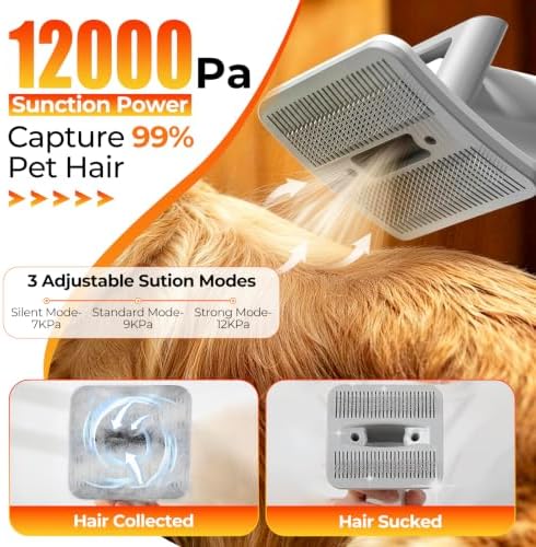 FIXR Dog Grooming Vacuum Kit with Clippers, 12000Pa Strong Suction, 2L Large Dust Cup, Low Noise <50dB, 8-in-1 Pet Hair Trimmer for Dogs Cats Shedding & Home Grooming - Image 4