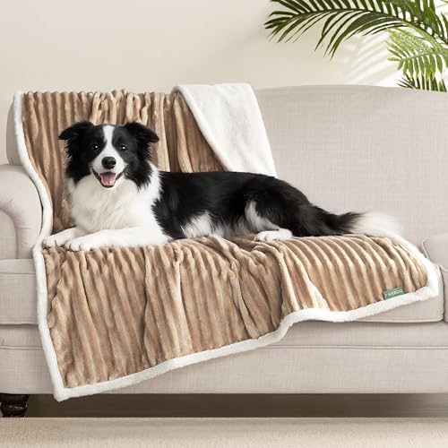 Waterproof Dog Blanket for Couch - Washable Medium Pet Blanket for Furniture Protector, Cozy Fleece Calming Dog Crate Blankets for Indoors & Outdoors, Linen, 30"x40" - Image 2