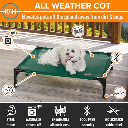 K&H Outdoor Elevated Dog Bed for Small & Medium Pets, Green, Medium 32x25in - Image 2
