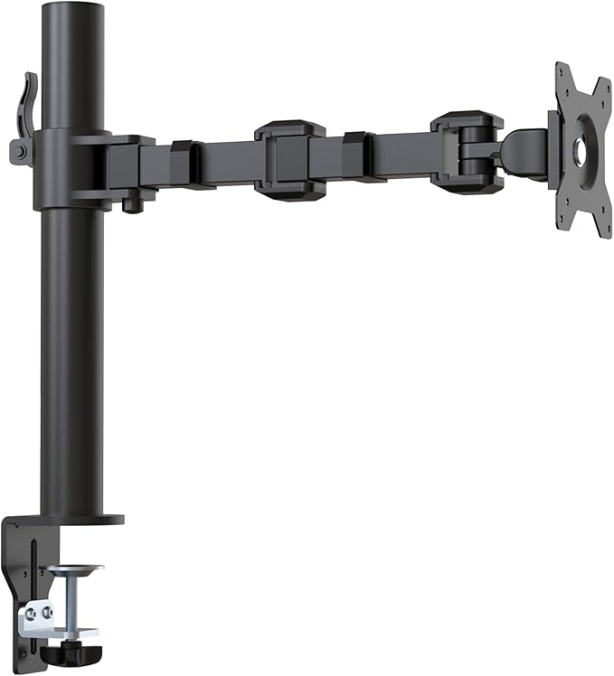 Amazon Basics Single Computer Monitor Stand with Cable Management, Height Adjustable VESA Desk Arm Mount, Fully Adjustable Tilt and Rotation, Steel, Black, Fits 13-30" Screens - Image 2
