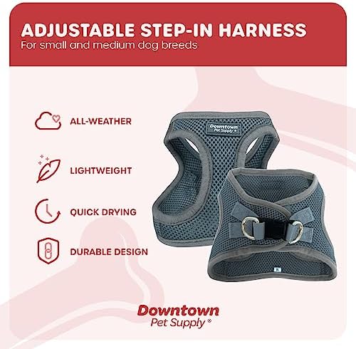 Downtown Pet Supply Step in Dog Harness for Small Dogs No Pull, X-Small, Titanium - Adjustable Harness with Padded Mesh Fabric and Reflective Trim - Buckle Strap Harness for Dogs - Image 3