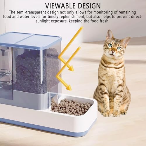 kathson Gravity Cat Food and Water Dispenser Automatic Dog Feeder Waterer 2 in 1 Auto Pet Food and Water Bowl Set Self Feeding for Puppy Kitten，Blue - Image 4