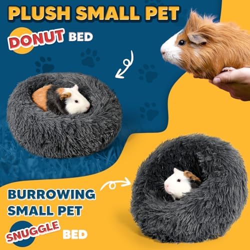 Plush Guinea Pig Bed - Plush Guinea Pig Hideout, Removable Cushioned Pillow, Super Cozy, Ideal Burrowing Bed for Small Pets, Dark Gray - Image 2