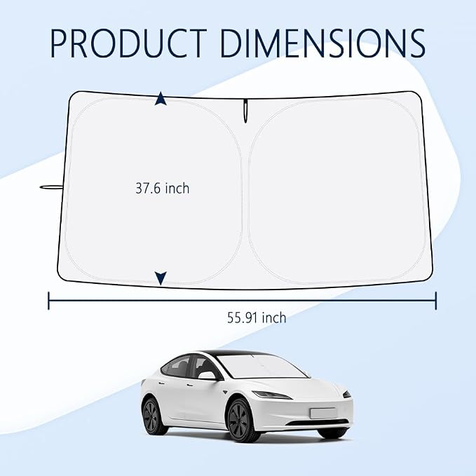 Car Windshield Sun Shade Compatible with Te/SLA 2017-2026 Model 3/Y,Oxford Cloth Sun Shade for Car Windshield with Foldable Design,Windshields Cover Suns Shades with Storage Bag - Image 2