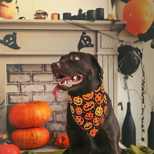 ADOGGYGO Halloween Bandanas for Dogs, Cute Bat Pumpkin Dog Scarf, X-Large - Image 3