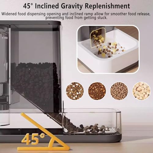 kathson Gravity Cat Food and Water Dispenser Automatic Dog Feeder Waterer 2 in 1 Auto Pet Food and Water Bowl Set Self Feeding for Puppy Kitten，Grey - Image 5