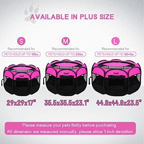 GOOZII Portable Dog Playpen for Small Dogs Indoor Outdoor, Foldable Pet Puppy Playpens Kennel Tent with Top Cover Door for House Cat Kitty for Dog Lover as (Medium Size, Pink) - Image 2