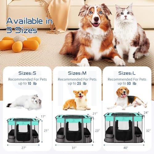 ROMANTIC BEAR Dog Playpen,Foldable Pet Puppy Cat Playpen,L(40"x32"x24") - Image 2