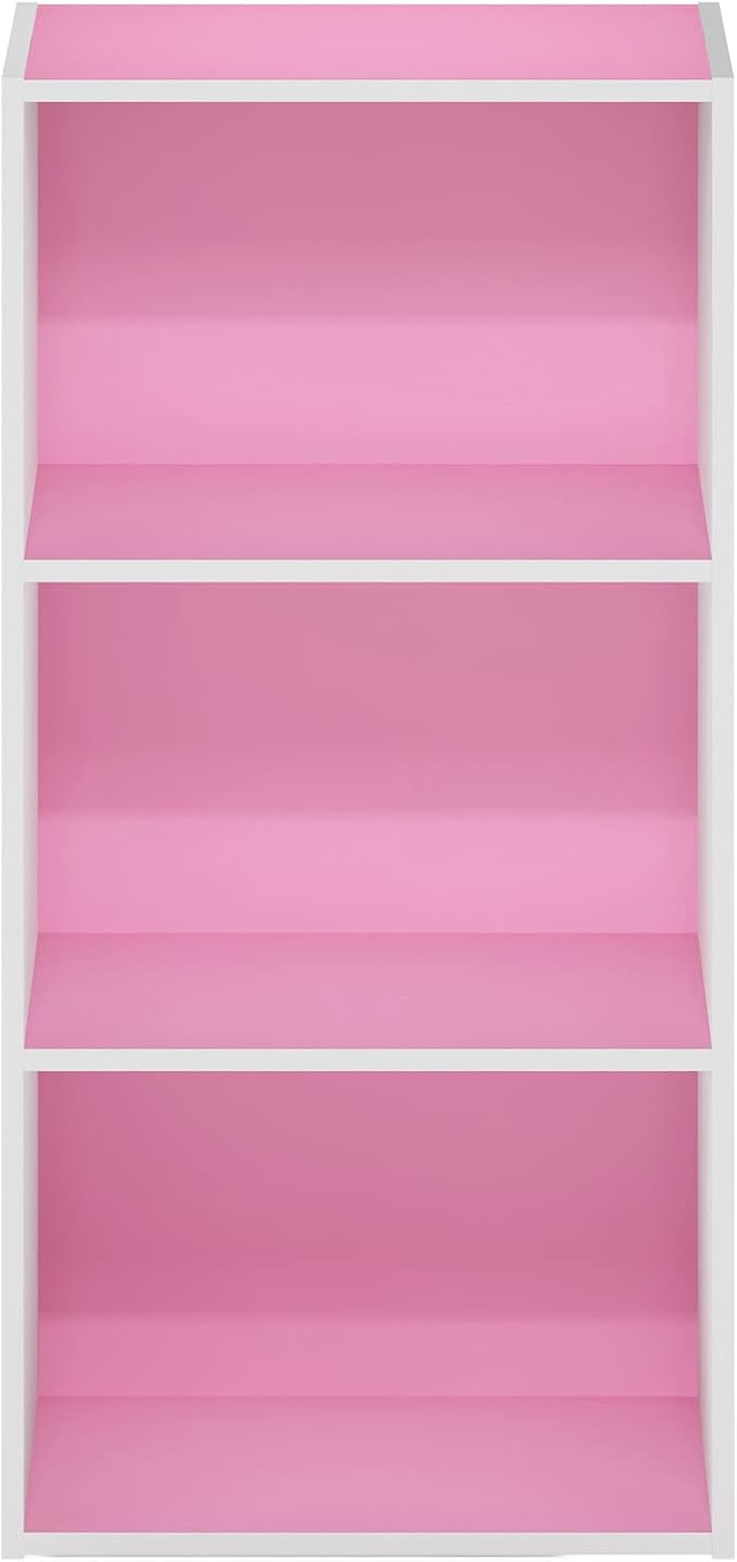 Furinno Luder 3-Tier Open Shelf Bookcase, Pink/White - Image 7