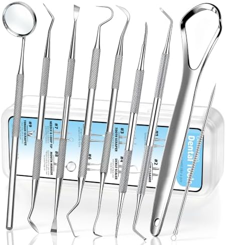 9 in 1 Dental Tools for Teeth Cleaning, Tartar Plaque Remover by CATACCPRO