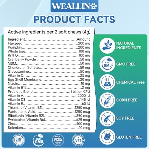 Dog Vitamins and Supplements with Glucosamine Probiotics 200ct Chicken - Image 5