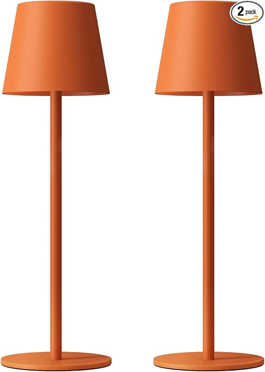 Kakanuo Cordless Table Lamp Rechargeable Orange - KK 2 Pack 5000mAH Battery Operated Lamp for Counter, 3 Color Stepless Dimming Wireless Lamp for Dining Kitchen, Outdoor Patio, Touch Control by KakanuoLightings