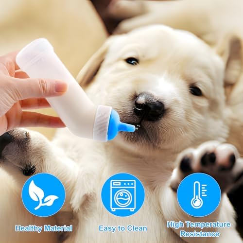 Pet Nursing Bottle for Newborn Animals,Kitten Bottle Feeding Kit Silicone Nipple for Kittens Puppys Rabbits Squirrel (Blue, Large) - Image 5