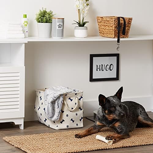 Bone Dry Pet Storage Collection Paw and Bone Print, Small Rectangle, 14x8x9", Nautical Blue - Image 4